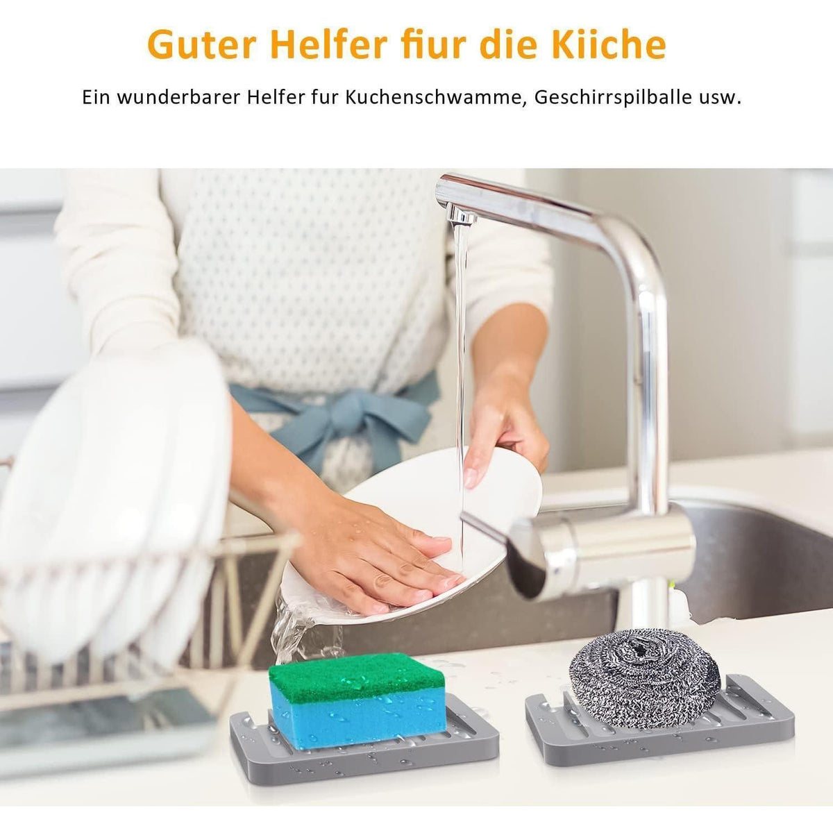 Silikon Seifenschale 2er Set mit Ablauf, Grau