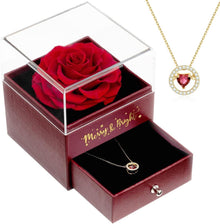 Konservierte Ewige Rose mit Herz-Halskette, Geschenkideen