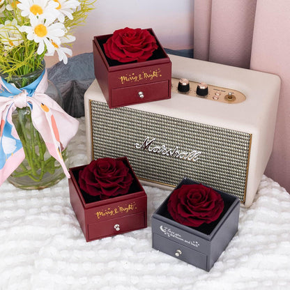 Sunia Ewige Rose Halskette mit Herz-Anhänger - Romantisches Geschenk für Frauen