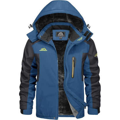 Herren Winterjacke Wasserdicht Warm Gefüttert Skijacke Blau
