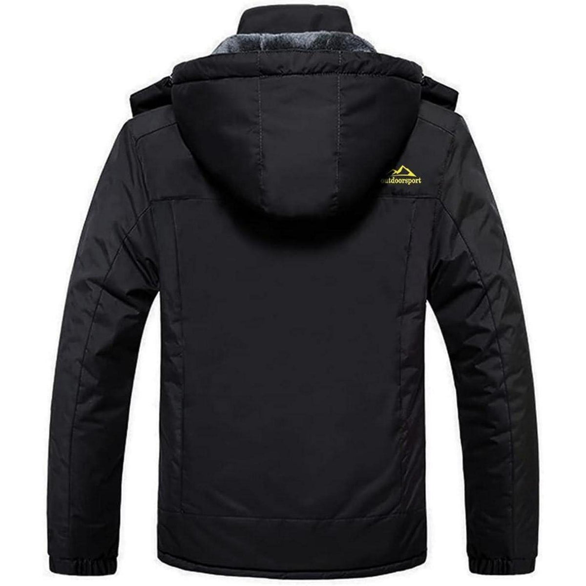 Herren Winterjacke Wasserdicht Warm Gefüttert Skijacke Schwarz