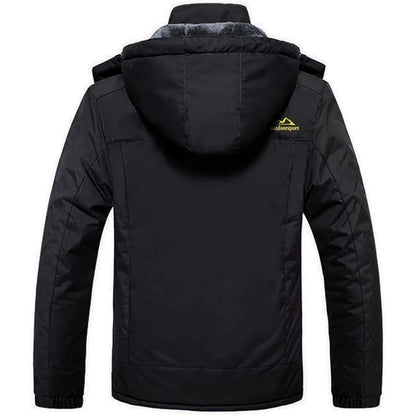 Herren Winterjacke Wasserdicht Warm Gefüttert Skijacke Schwarz