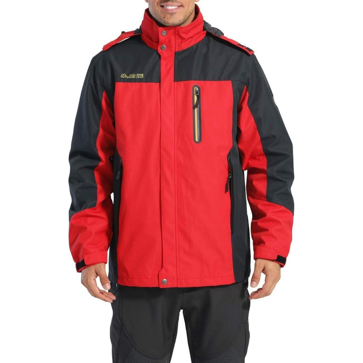 Herren Softshelljacke wasserabweisend mit abnehmbarer Kapuze Rot L