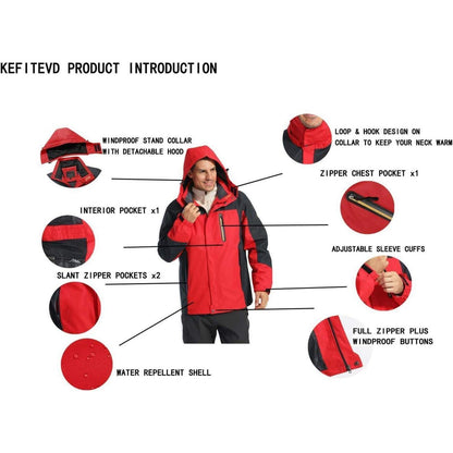 Herren Softshelljacke wasserabweisend mit abnehmbarer Kapuze Rot L