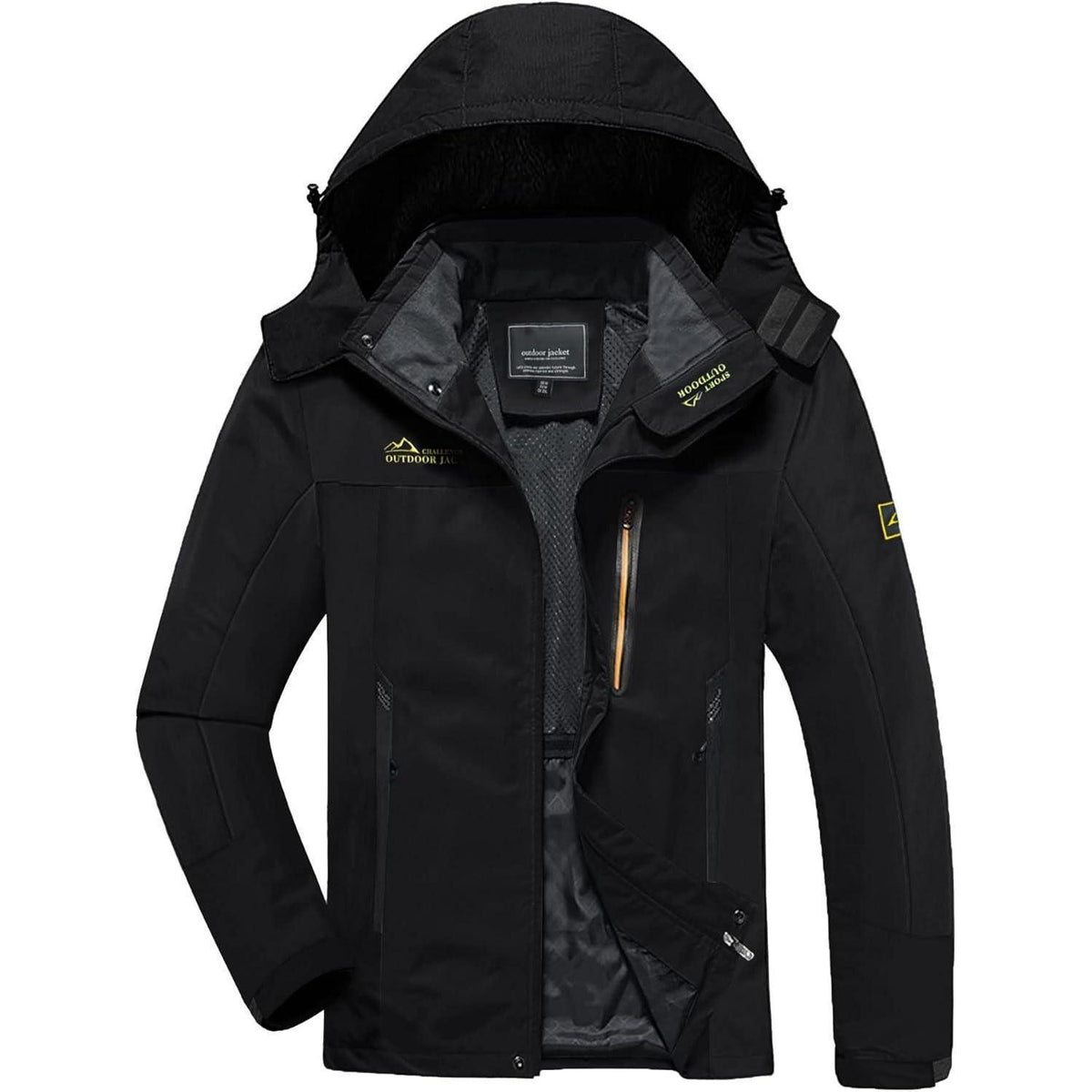 Herren Softshelljacke wasserabweisend mit abnehmbarer Kapuze L Schwarz