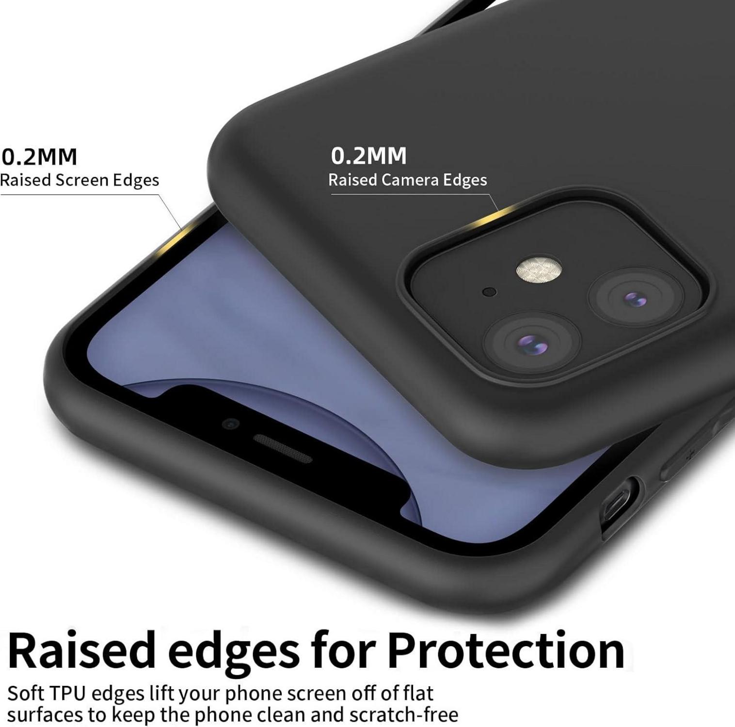 NEW'C iPhone 11 Hülle Schwarz + 2 Panzer Schutz Glas - Ultra Thin Silikon - Anti Scratch