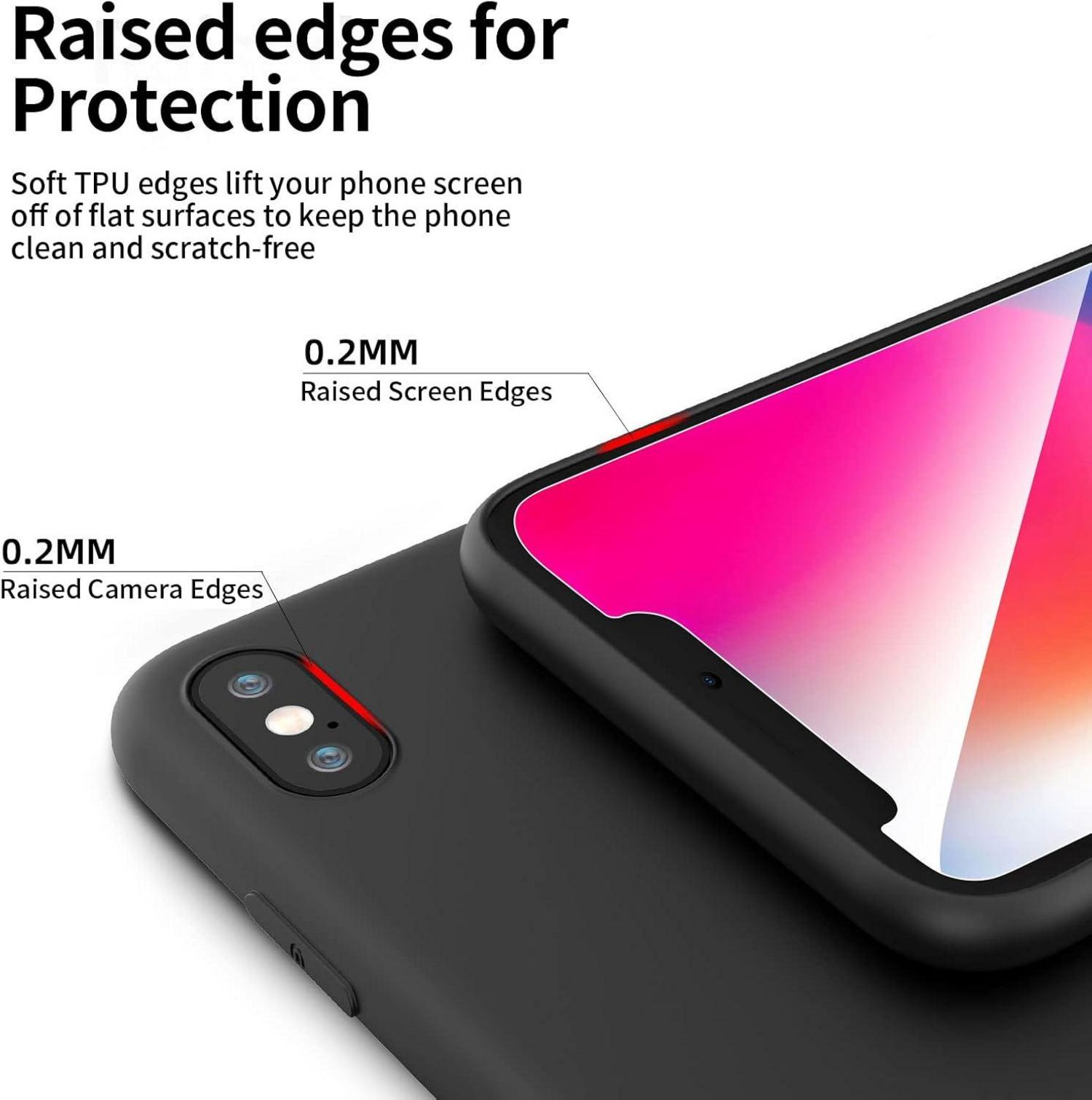 Panzer Schutzglas und dünn Schwarz Silikon Hülle Set für iPhone X XS
