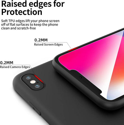 Panzer Schutzglas und dünn Schwarz Silikon Hülle Set für iPhone X XS