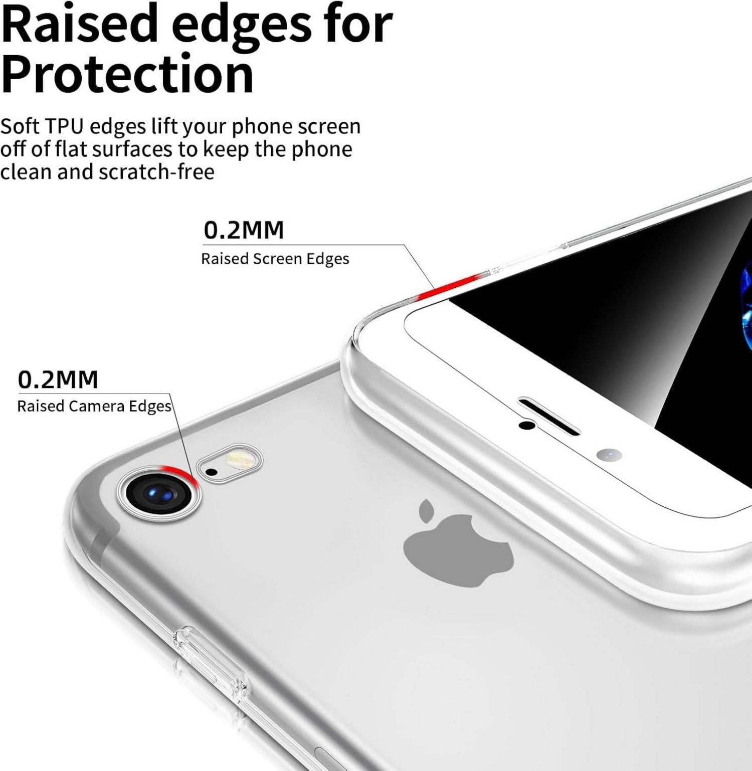 NEW'C Ultra Transparent Silikon Hülle +2 Panzer Glas iPhone 8/7