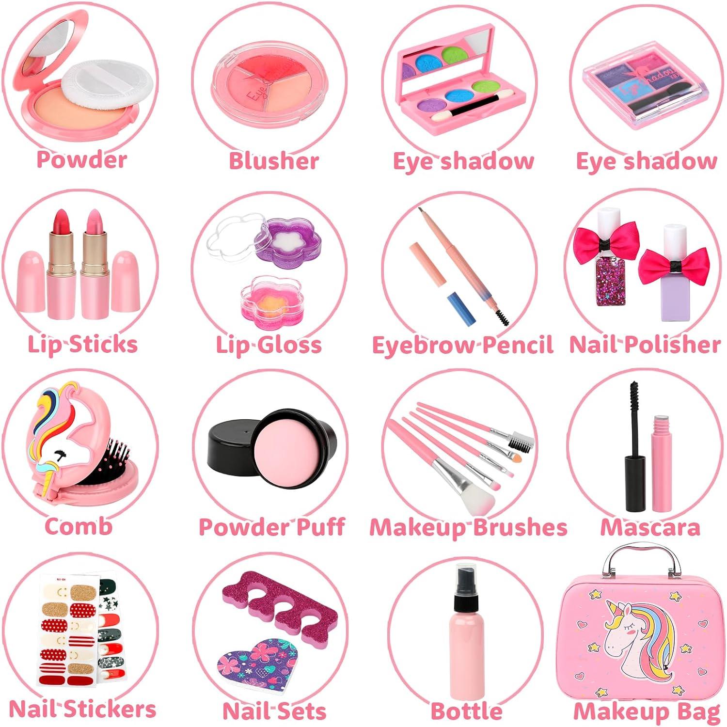 Kinder Make-Up Set Mädchen Schminkkoffer 25-teilig Pink