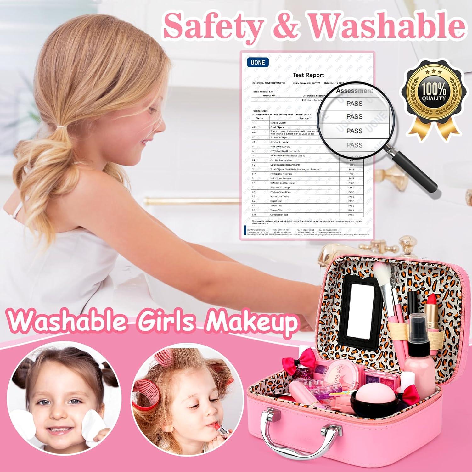 Kinderschminke Set Mädchen Waschbar Schminkkoffer Make Up Geburtstage Weihnachten für Mädchen 3-9 Jahre