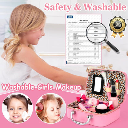 Kinderschminke Set Mädchen Waschbar Schminkkoffer Make Up Geburtstage Weihnachten für Mädchen 3-9 Jahre