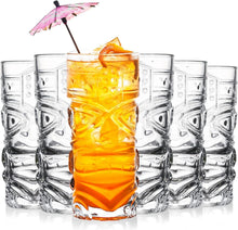 Transparente Tiki-Gläser 6er Set 450 ml hawaiische Party-Cocktails