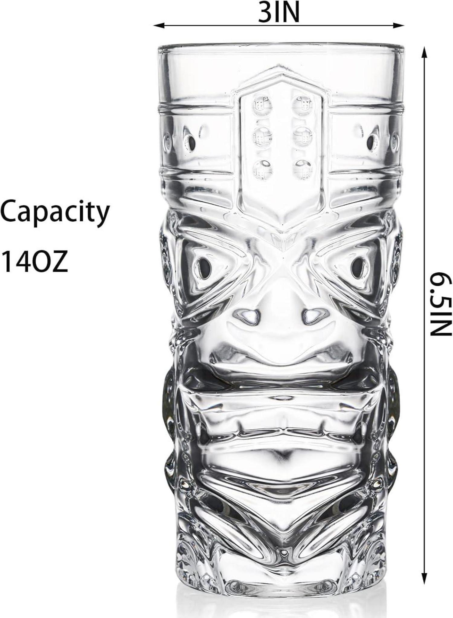 6er Set Tiki-Gläser 400ml Bar Hawaiiparty Glas Mai Tai Zombie Cocktail