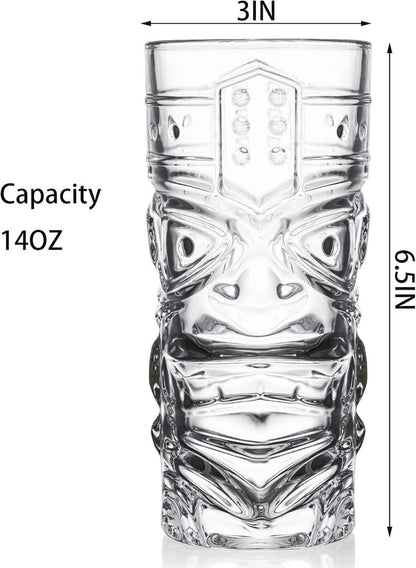6er Set Tiki-Gläser 400ml Bar Hawaiiparty Glas Mai Tai Zombie Cocktail