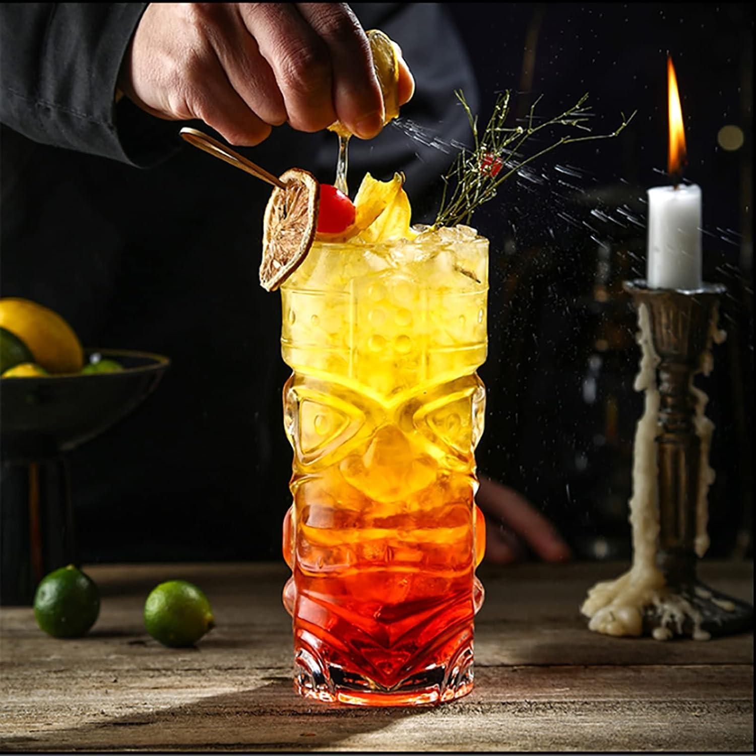 6er Set 400ml Tiki-Gläser für Cocktails, exotische Getränke