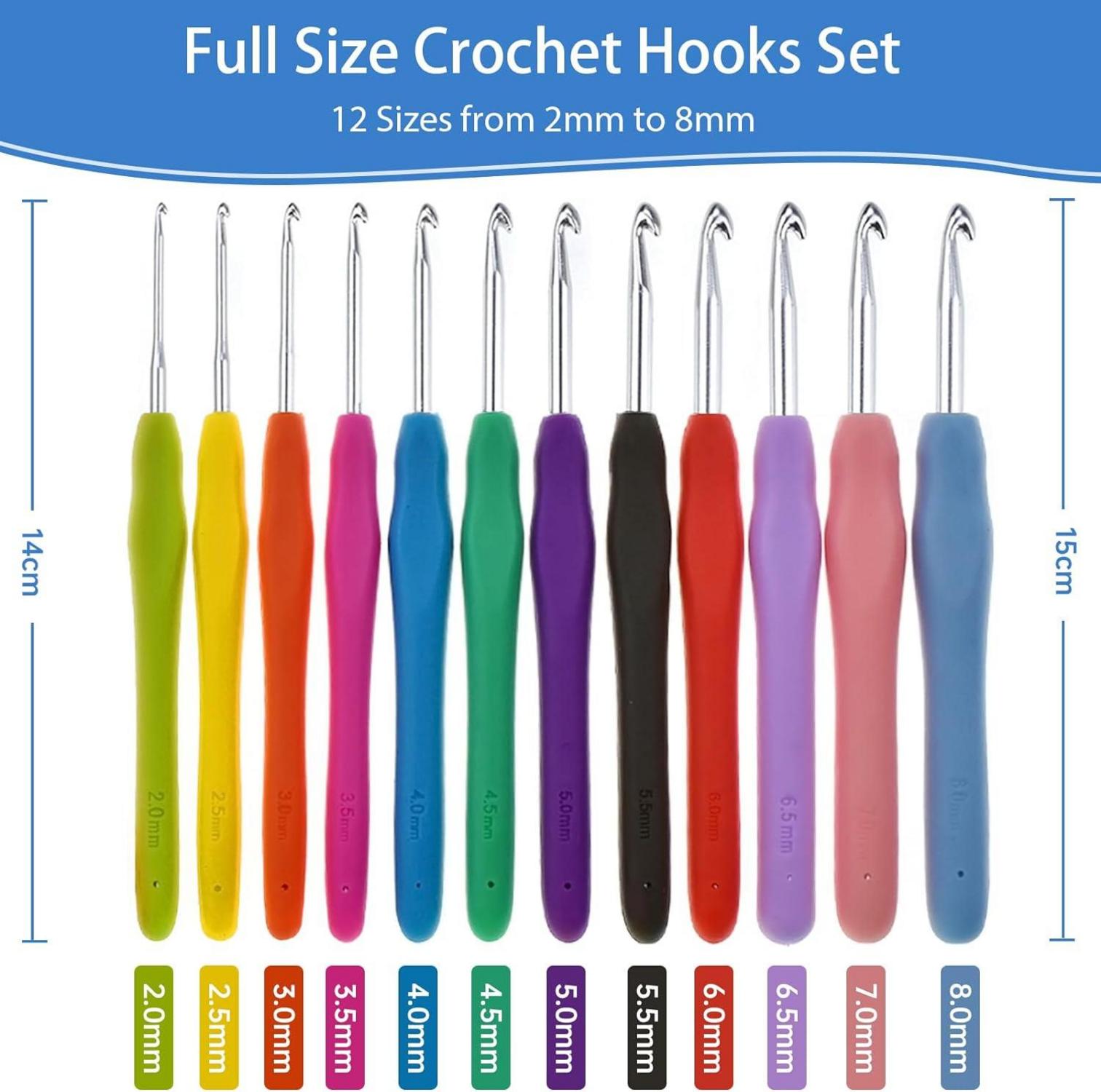 Ergonomisches 45-teiliges Häkelnadel-Set mit Gummigriffenäge