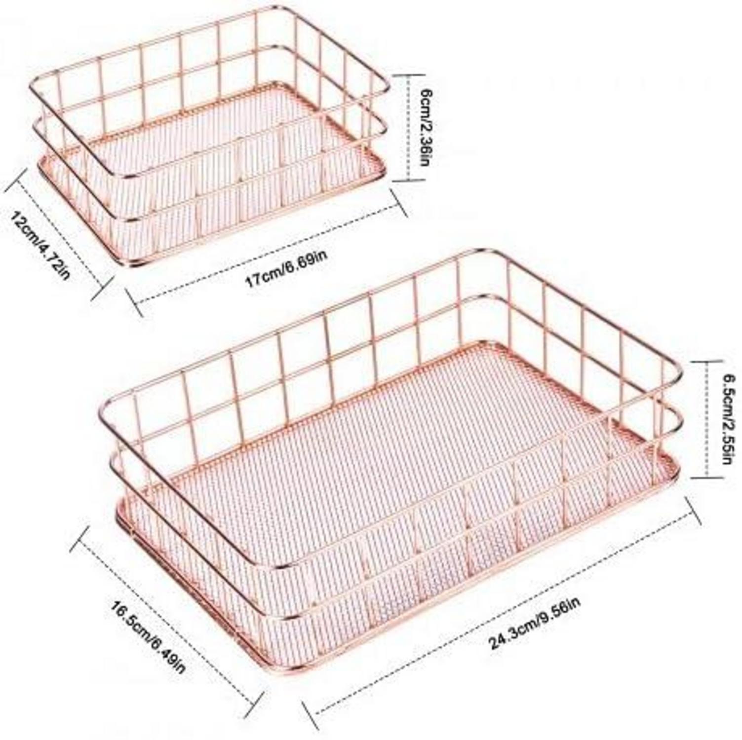 Metall-Organizer-Korb 2er Set Roségold Schreibtisch Zuhause