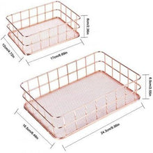 Metall-Organizer-Korb 2er Set Roségold Schreibtisch Zuhause