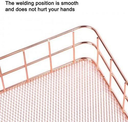 Metall-Organizer-Korb Set, Drahtkörbe in Roségold, Aufbewahrungskörbe