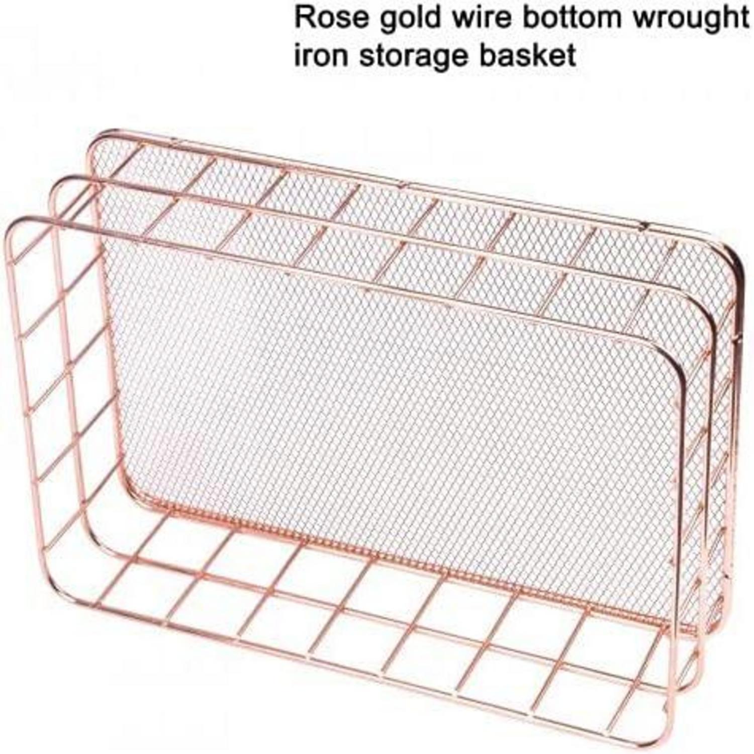 Pinsheng Metall-Organizer-Korb Roségold 2er-Set, Multifunktions-Aufbewahrungskörbe