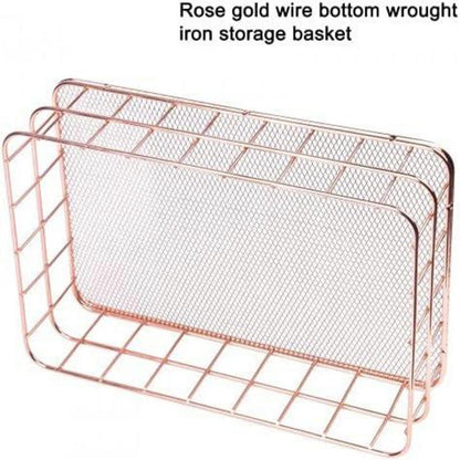 Pinsheng Metall-Organizer-Korb Roségold 2er-Set, Multifunktions-Aufbewahrungskörbe