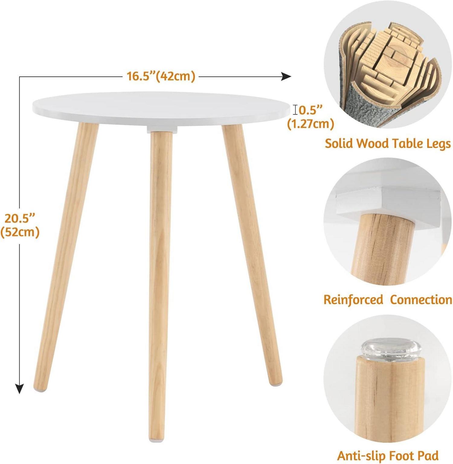 Beistelltisch Holz rund Ø42x52cm Wohnzimmertisch Nachttisch Tablett