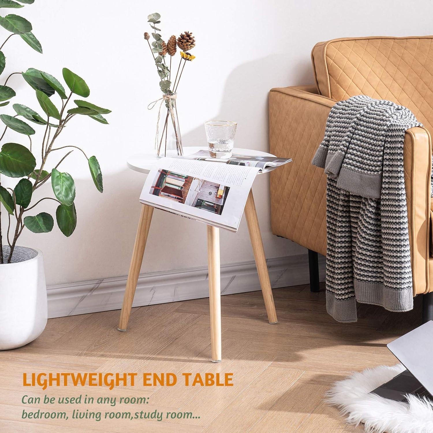 Beistelltisch Holz rund Ø42x52cm weiß/Natur skandinavisches Design