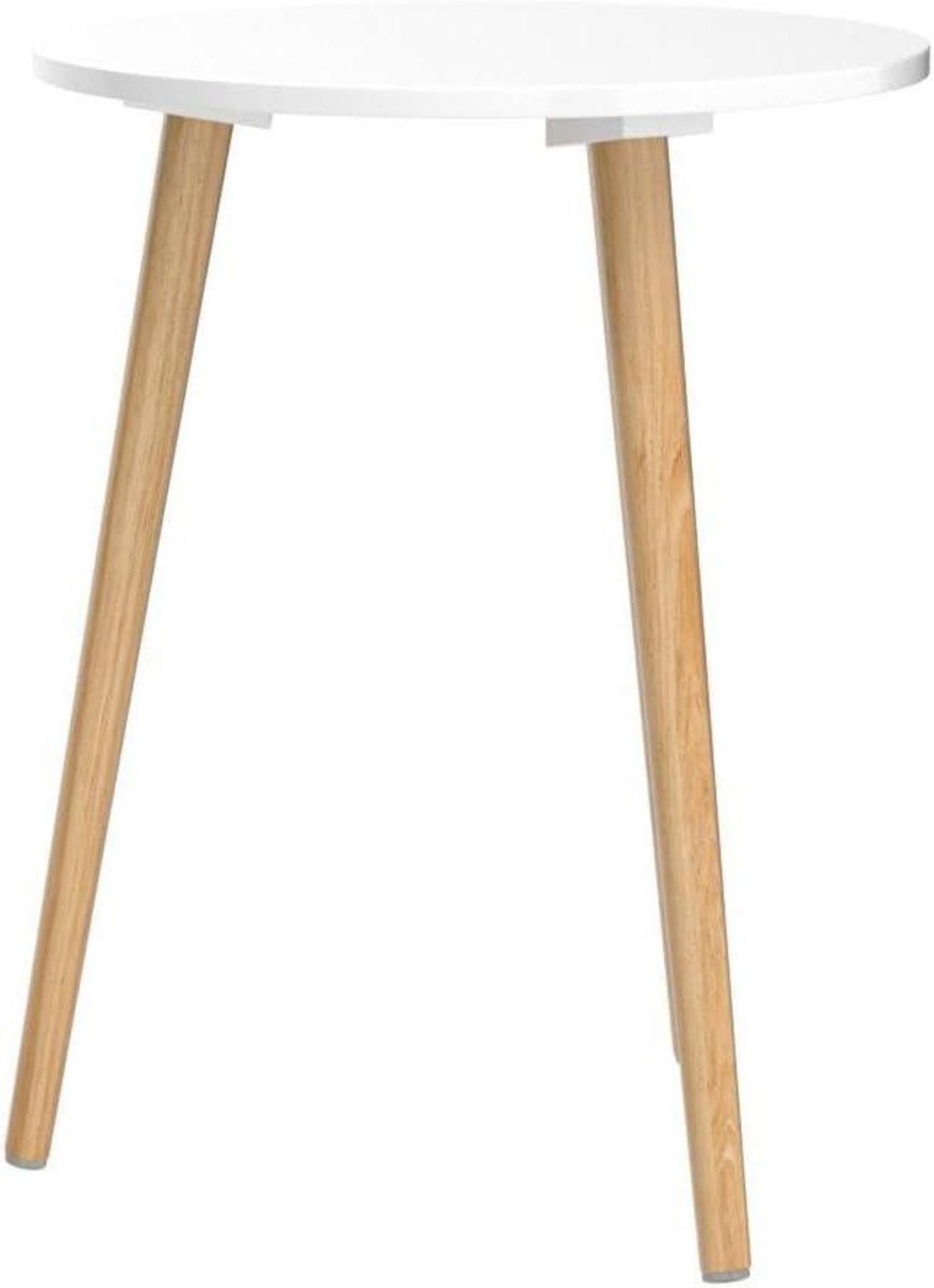 Runder Beistelltisch Holz Ø42x52cm Wohnzimmer Nachttisch weiß Natur