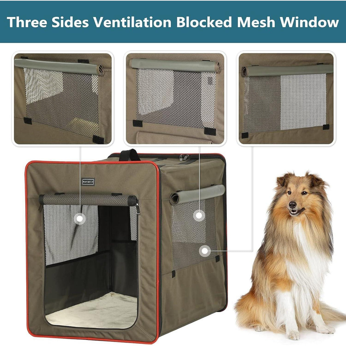 Faltbare Hundebox mit Plüschmatte – Braun, L 79x53.5x66cm