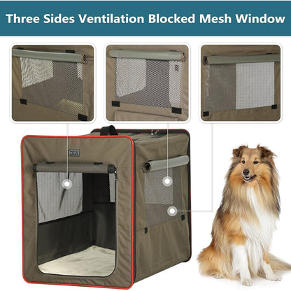 Faltbare Hundebox mit Plüschmatte – Braun, L 79x53.5x66cm