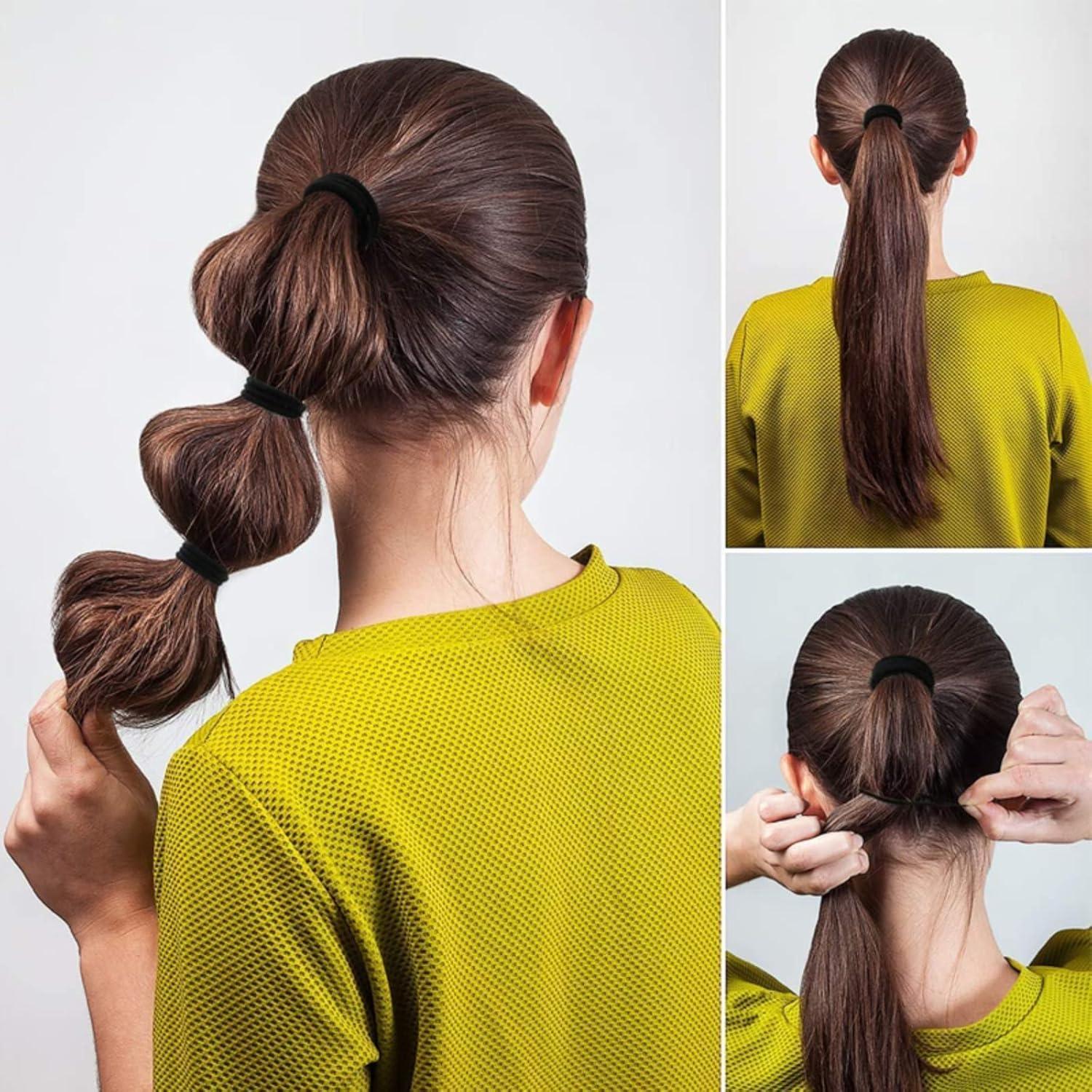 Haargummis Schwarz 60 Stück 3 Größen Elastisch Stirnband Haaraccessoires