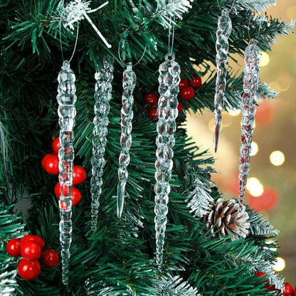 Christbaumschmuck Eiszapfen Anhänger 25 Stücke Weihnachtsbaum Deko Acryl Schneeflocken