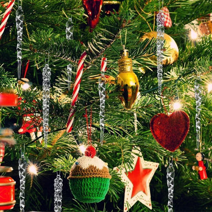 25x Transparente Acryl Eiszapfen Weihnachtsbaum Schmuck Schneeflockenanhänger