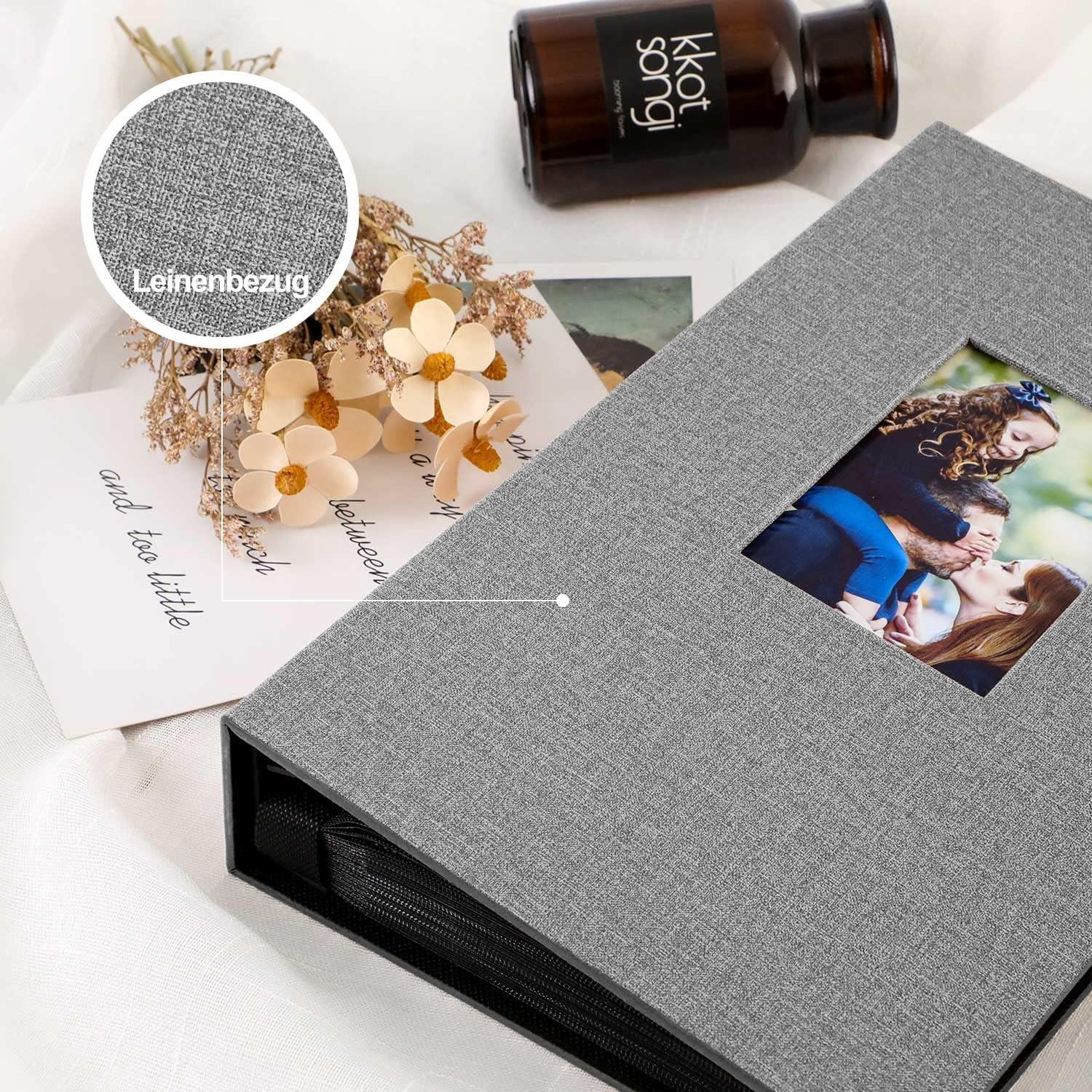 Fotoalbum 300 Taschen Leinen Einsteckalbum 10x15 Grau