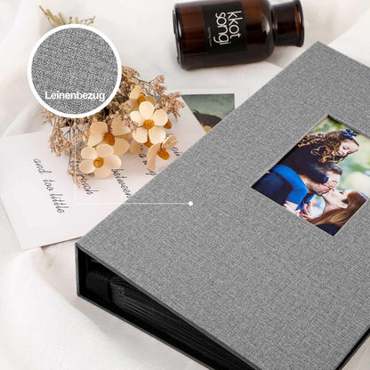 Fotoalbum 300 Taschen Leinen Einsteckalbum 10x15 Grau
