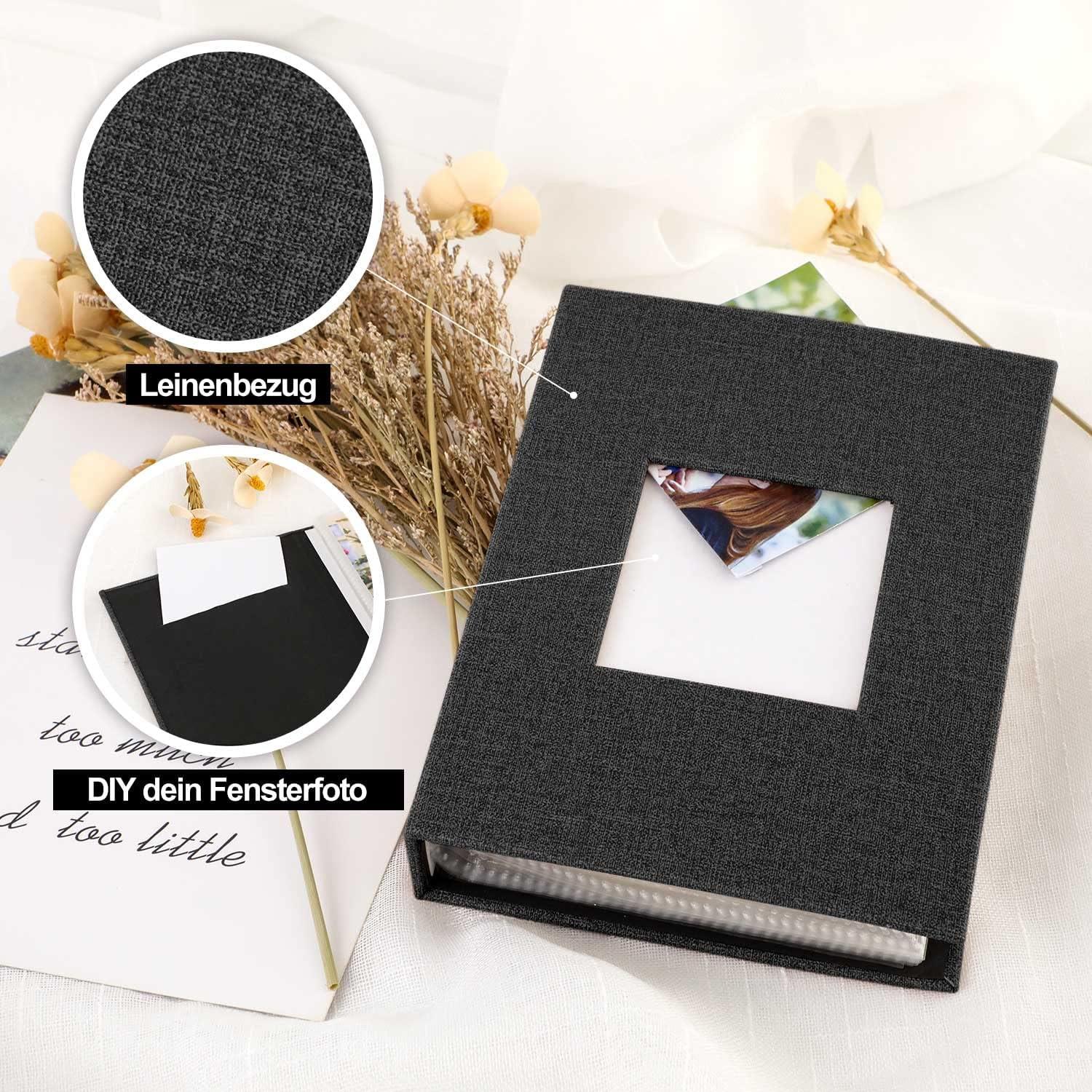 Fotoalbum 10x15 Schwarz Leinenbezug 100 Taschen 2 Packungen