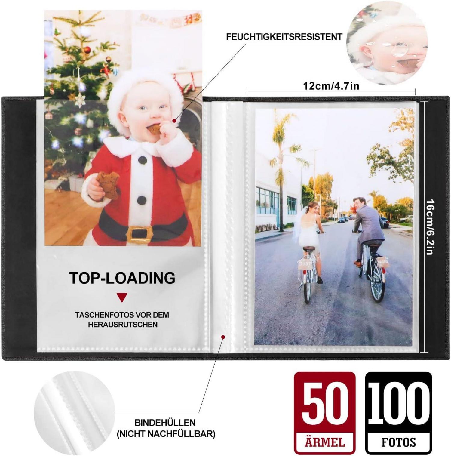 Fotoalbum 10x15 Leinen Schwarz 100 Stück - 2 Packungen