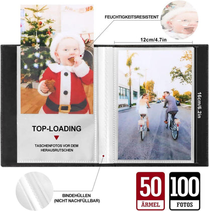 Fotoalbum 10x15 Leinen Schwarz 100 Stück - 2 Packungen