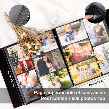 Lanpn XXL Fotoalbum 10x15cm 600 Fotos Leinen Einsteckalbum Rot