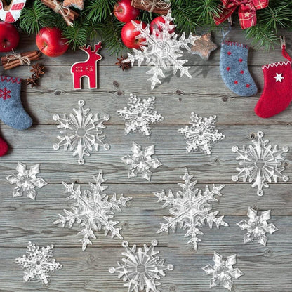 45er Set Acryl Schneeflocken Weihnachtsdeko Anhänger Transparent