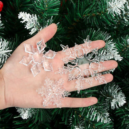 45er Set Acryl Schneeflocken Anhänger Weihnachtsdeko Transparent
