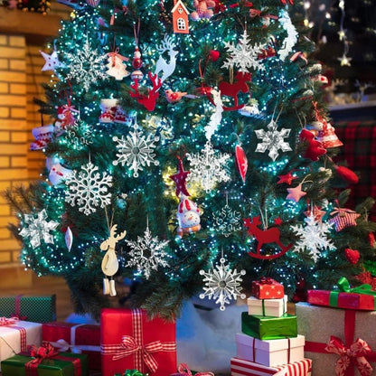 45-teilige Acryl Weihnachtsdeko Schneeflocken Hängedeko Transparent