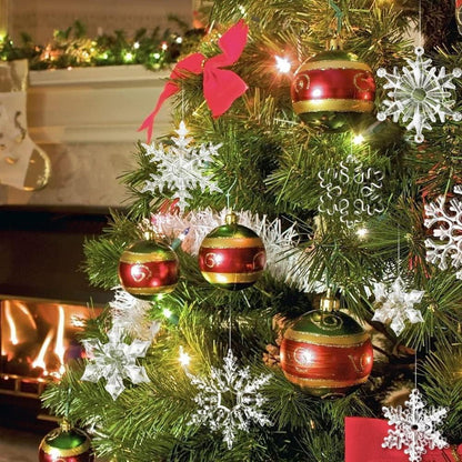 45er Set Acryl Schneeflocken Anhänger Weihnachtsdeko Transparent