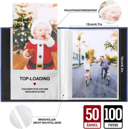 Fotoalbum 10x15 Leinenblau 100x2 Pack Hochformat Mini Einsteckalbum