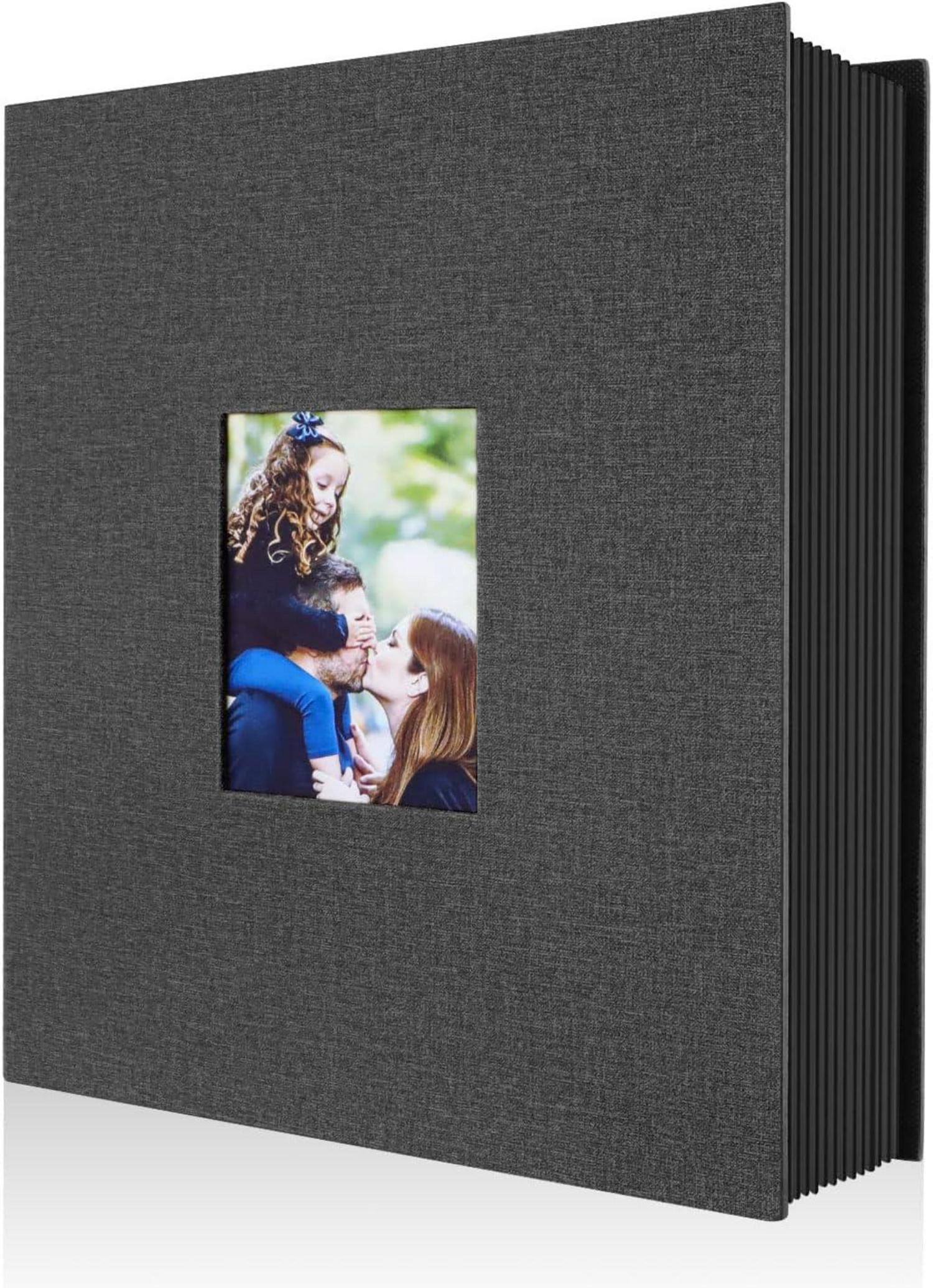 Fotoalbum 10x15 Schwarz Leinen Einsteckalbum für Hochformat Fotos