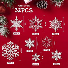 32er Set Acryl Weihnachtsdeko Schneeflocken Anhänger