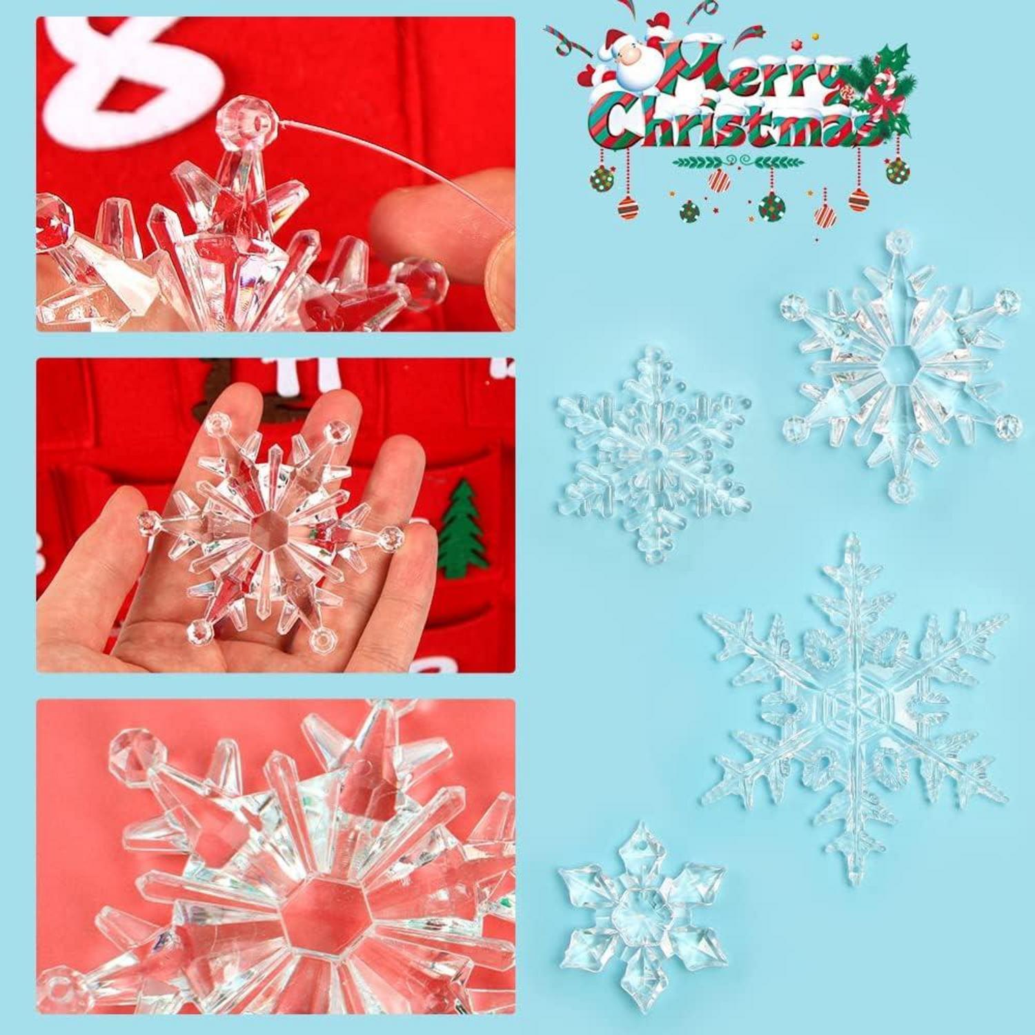 32 Stück Acryl Weihnachtsdeko Schneeflocken Anhänger Set