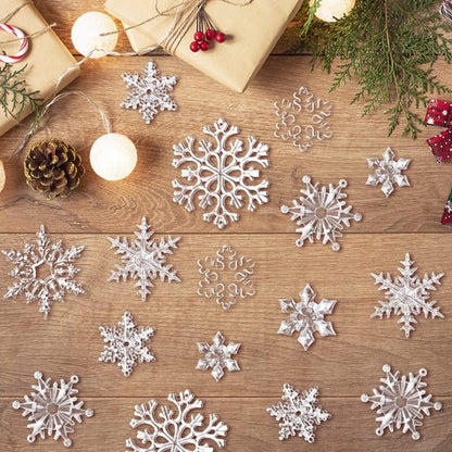 32 Acryl Schneeflocken Weihnachtsdeko Anhänger Party Winterdeko