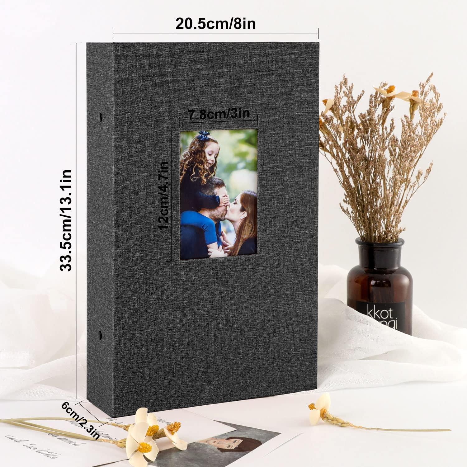 Lanpn Fotoalbum 10x15 300 Leinen Schwarz 100 Seiten für
